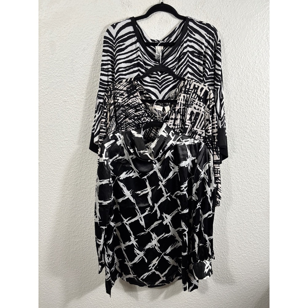Chico's Womens Size 3 Lot of 3 Black White Zebra Abstract Graphic Blouses‎ Tops